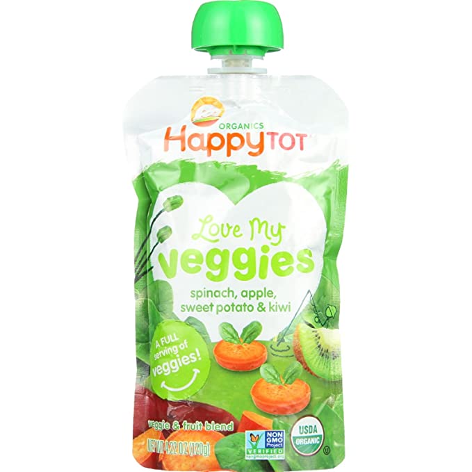  HAPPY BABY Organic Tot Spinach Apple Sweet Potato Kiwi, 4.22 OZ  - 819573012330