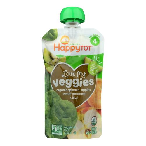 Happy Tot Toodler Food - Organic - Love My Veggies - Spinach Apple Sweet Potato And Kiwi - 4.22 Oz - Case Of 16 - 0819573012330