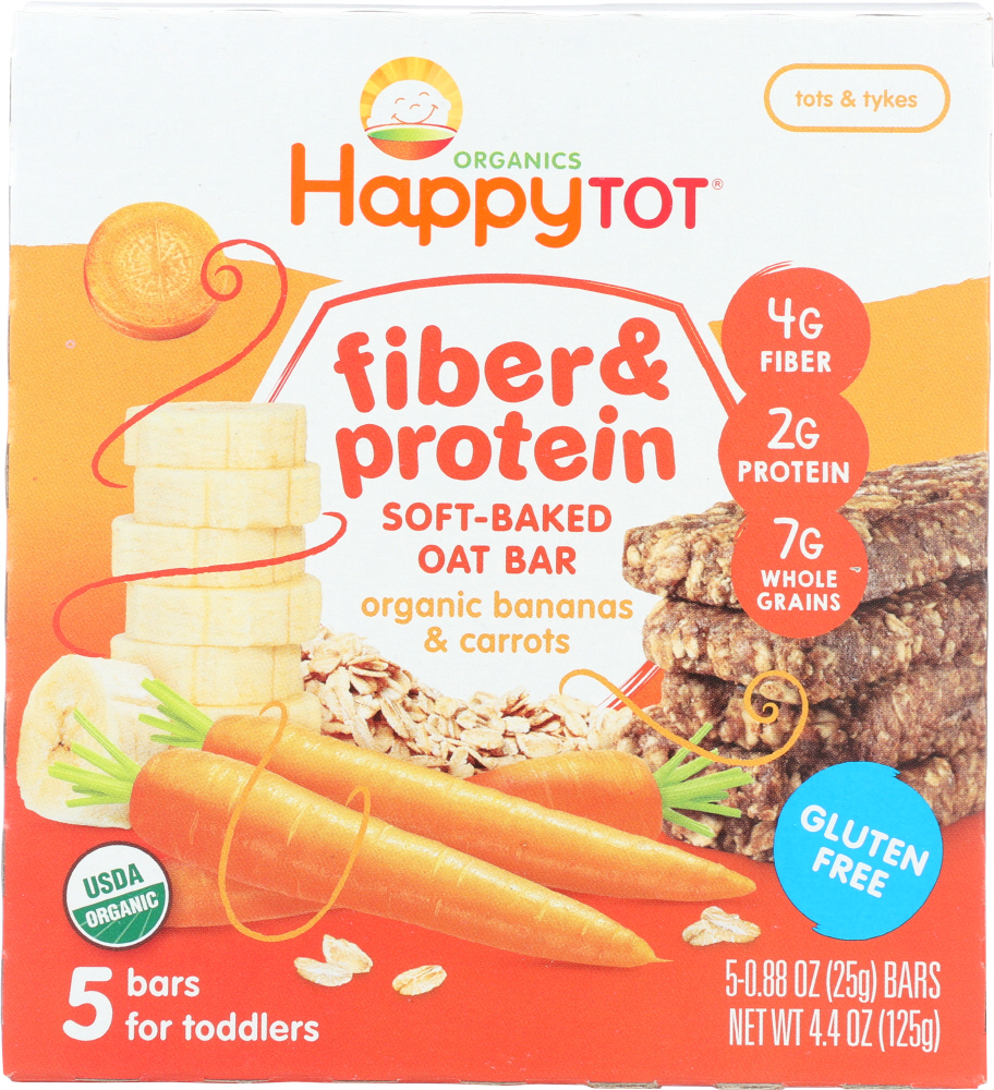 HAPPY TOT: Bar Oat Banana Carrots Organic, 4.4 oz - 0819573013047