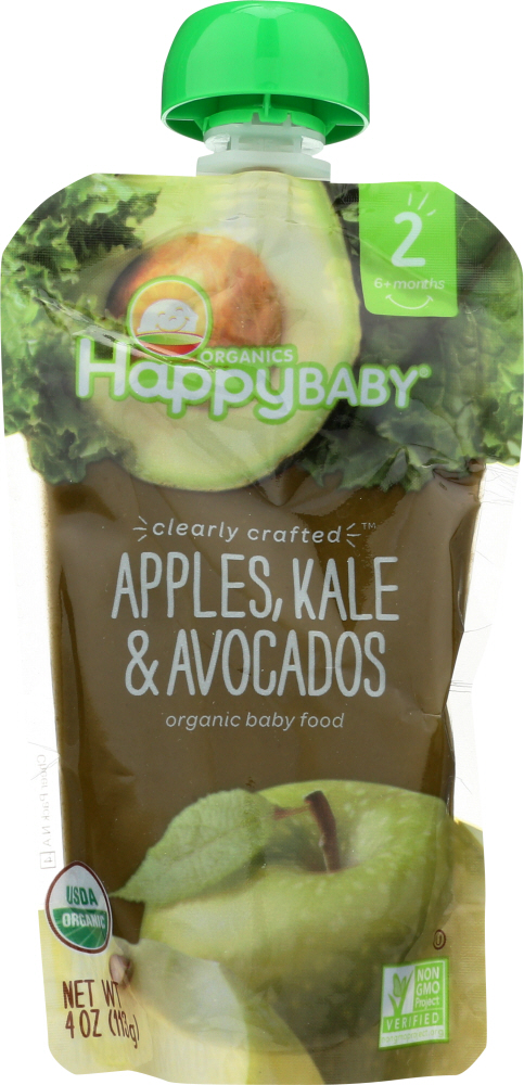 HAPPY BABY: S2 Apple Kale Avocado Organic, 4 oz - 0819573013191