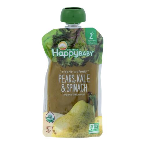 HAPPY BABY: Stage 2 Pear Kale Spinach Organic, 4 oz - 0819573013245