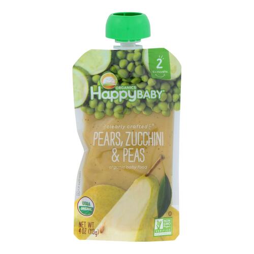 Happy Baby Happy Baby Clearly Crafted - Pears Zucchini And Peas - Case Of 16 - 4 Oz. - 0819573013276