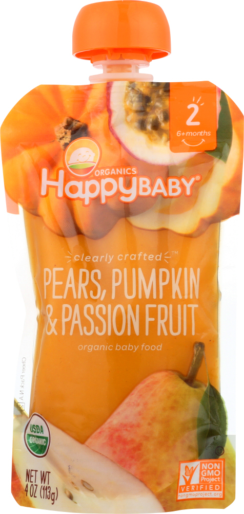 HAPPY BABY: Stage 2 Pear Pumpkin Passion fruit Organic, 4 oz - 0819573013283