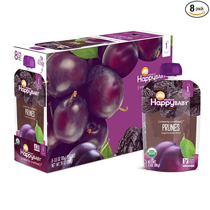  Happy Baby Organics Clearly Crafted Stage 1 Baby Food 1 Prunes 3.5 Ounce (Pack of 8)  - 819573013368