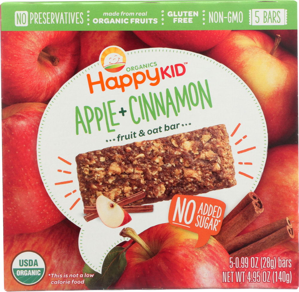 HAPPY KID: Bar Oat Apple & Cinnamon, 4.95 oz - 0819573014372
