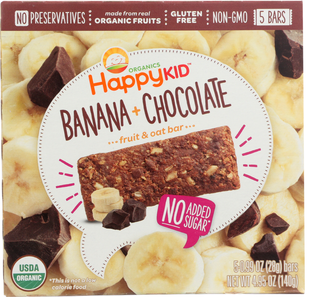 Happy Kid Fruit & Oat Bar Banana & Chocolate - Case Of 6 - 5-.99 Oz - 819573014396