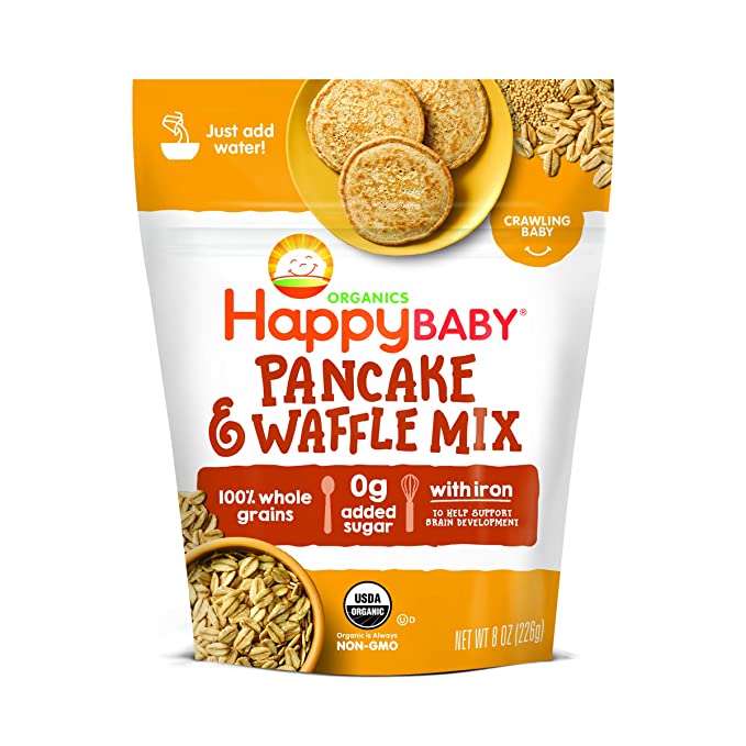  Happy Baby Organics Pancake & Waffle Mix, 8 Ounce Pouch (Pack of 1)  - 819573016413