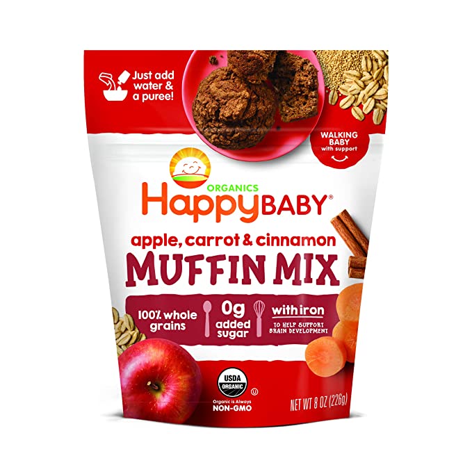  Happy Baby Organics Muffin Mix, Apple Carrot & Cinnamon, 8 Ounce Pouch (Pack of 1)  - 819573016420