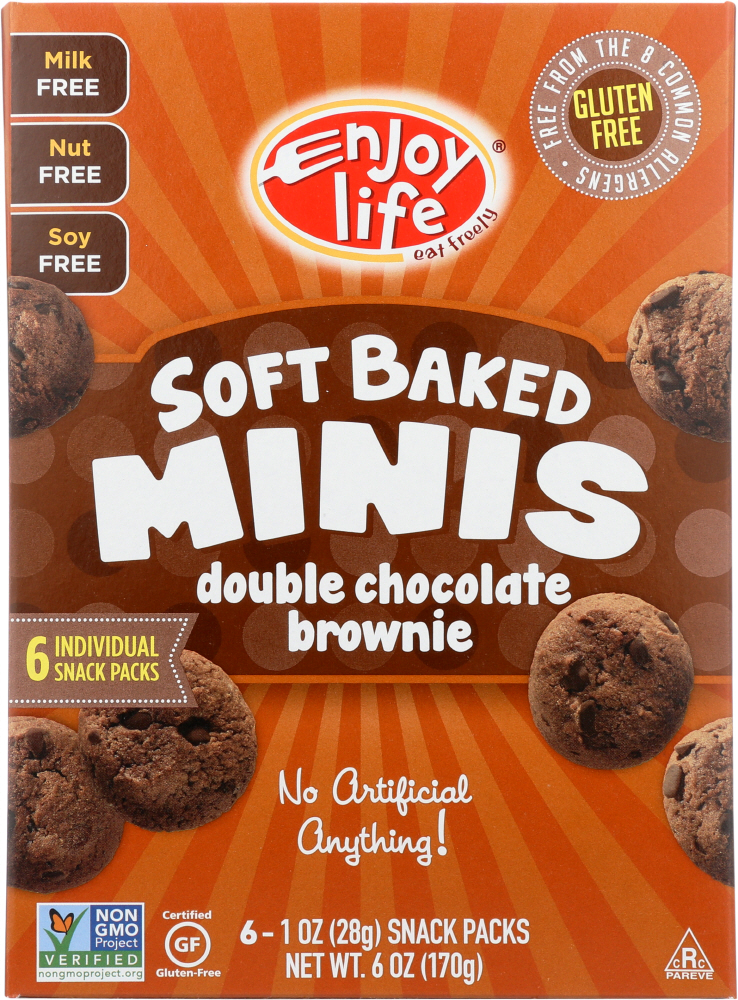 ENJOY LIFE: Soft Baked Minis Double Chocolate Brownie, 6 oz - 0819597010794
