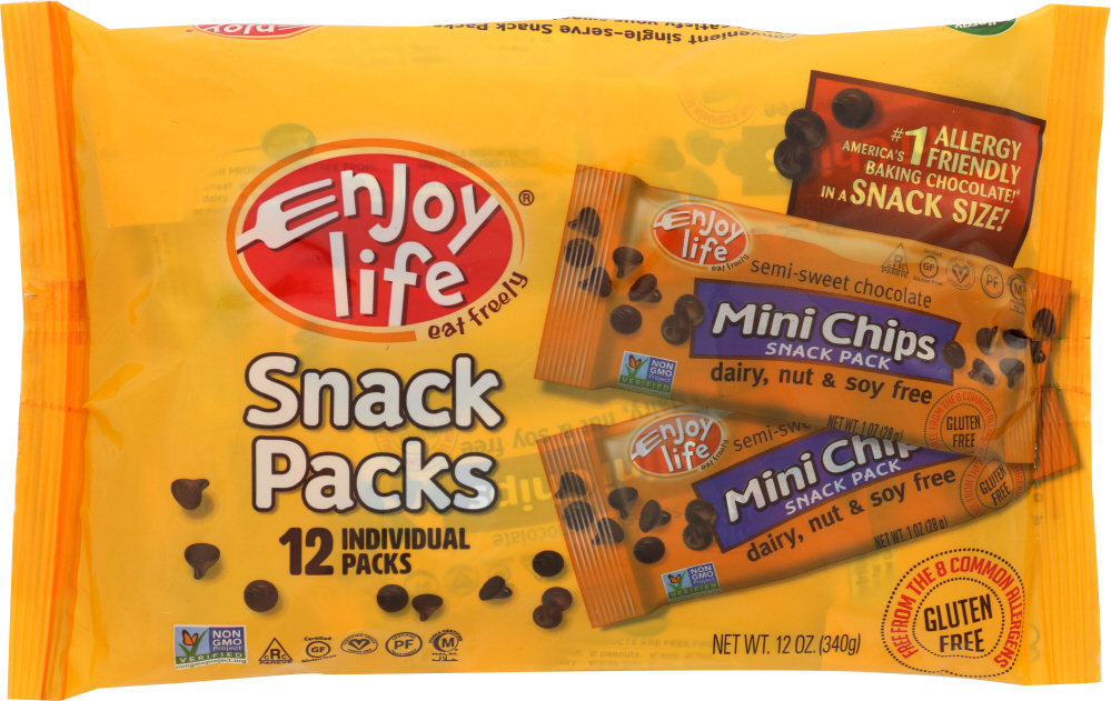 ENJOY LIFE: Chocolate Chip Semi Sweet Snack Pack, 12 oz - 0819597010817