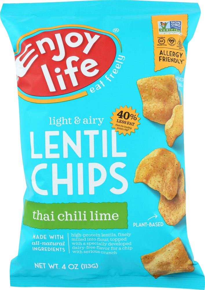 ENJOY LIFE: Thai Chili Lime Lentil Chips, 4 oz - 0819597010886