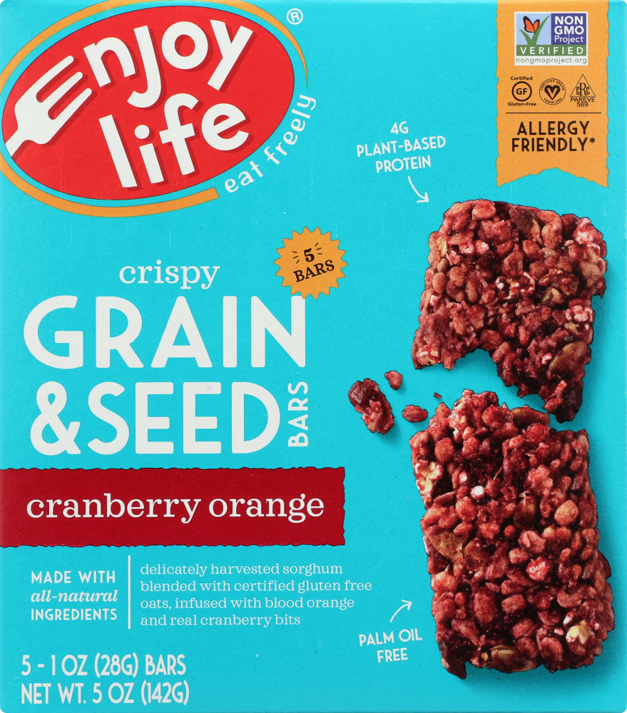 ENJOY LIFE: Bar Grain and Seed Cranberry Orange, 5 oz - 0819597011630