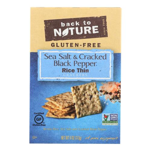 BACK TO NATURE: Gluten-Free Sea Salt & Cracked Black Pepper Rice Thin Crackers, 4 oz - 0819898010004
