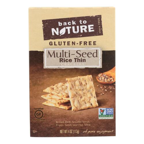 Back To Nature Multi Seed Rice Thin Crackers - Brown Rice Sesame Seeds Poppy Seeds And Flax Seed - Case Of 12 - 4 Oz. - 819898010011