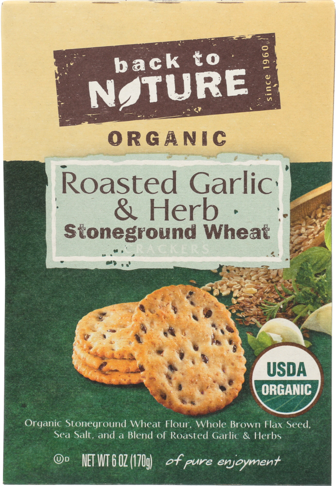 BACK TO NATURE: Roasted Garlic and Herb Cracker, 6 oz - 0819898010141