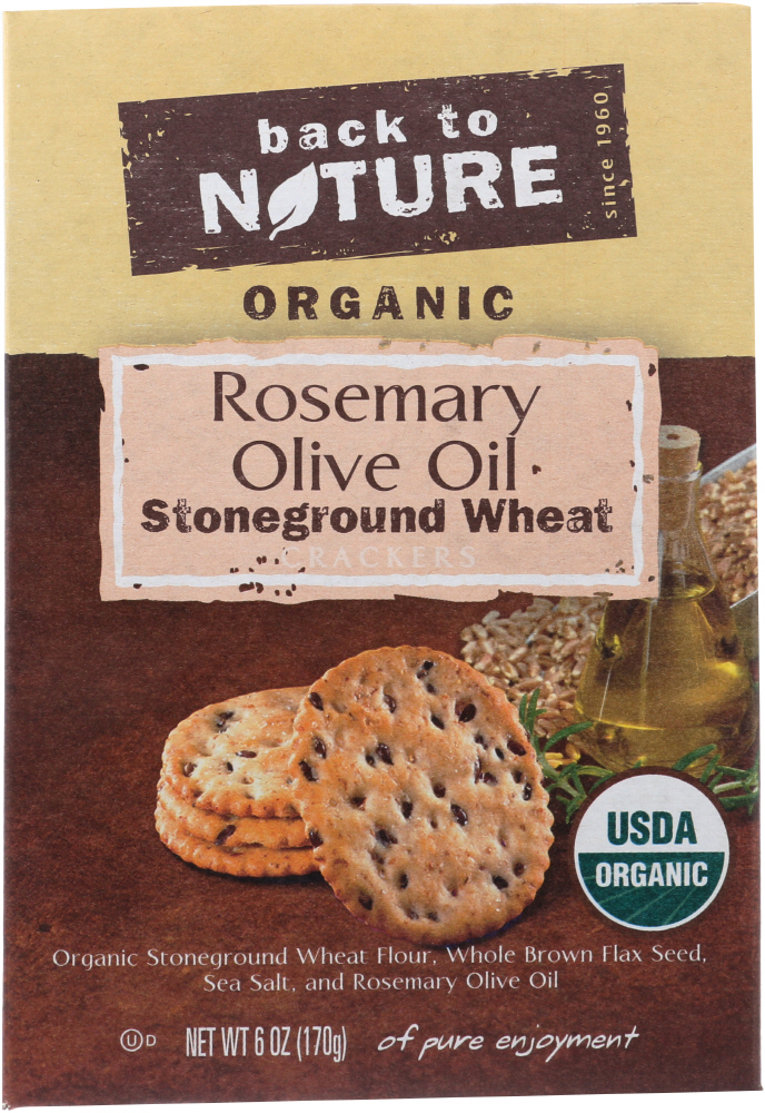 Organic Rosemary Olive Oil Stoneground Wheat Crackers - 819898010158