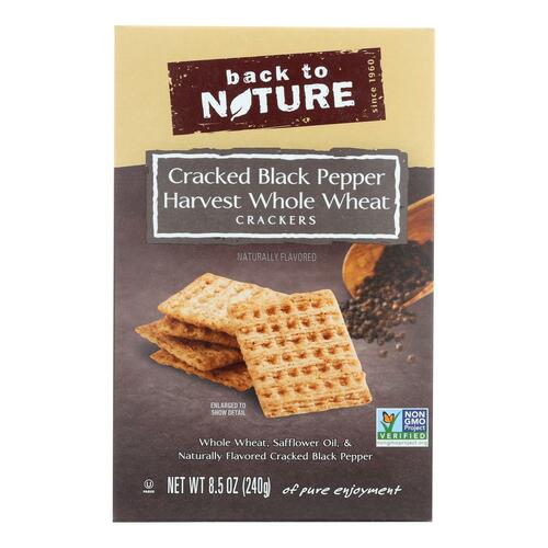 Back To Nature Crackers - Whole Wheat Black Pepper - Case Of 12 - 8.5 Oz - 819898010561