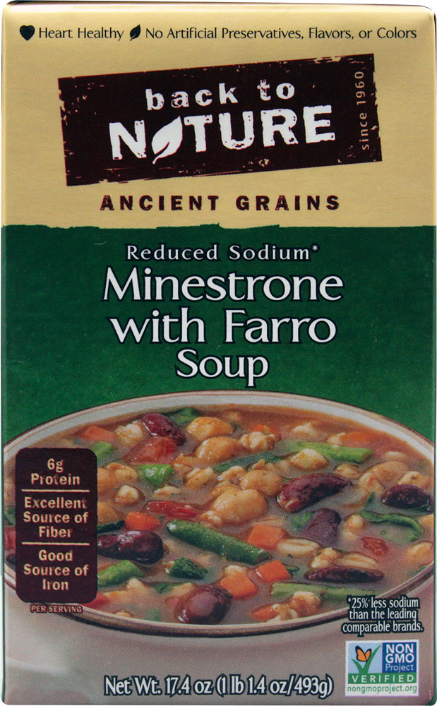 BACK TO NATURE: Minestrone With Farro Soup, 17.4 oz - 0819898010615