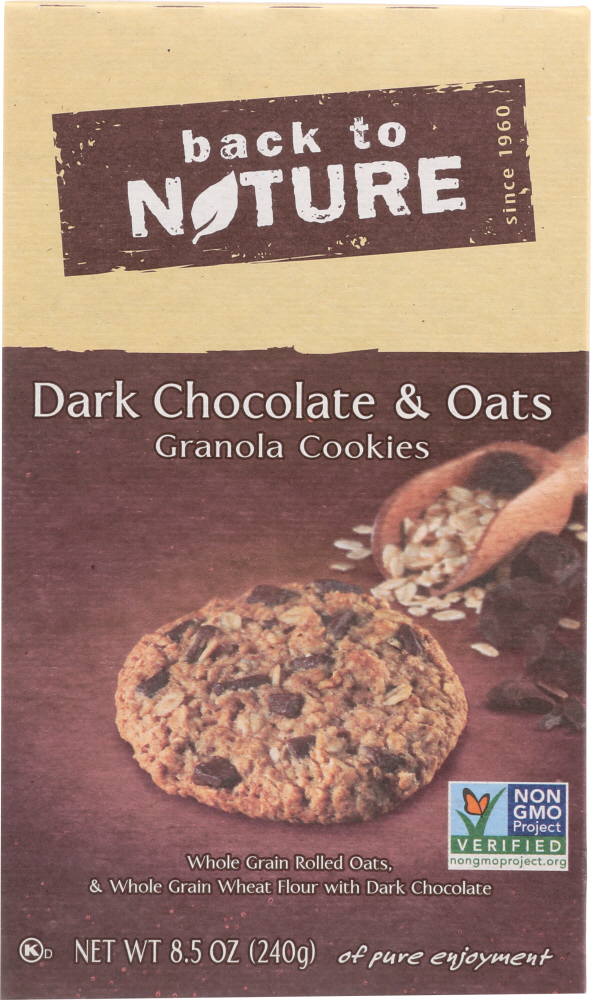 BACK TO NATURE: Dark Chocolate and Oats Granola Cookies, 8.5 oz - 0819898011070