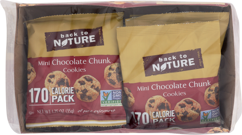 BACK TO NATURE: Grab & Go Mini Chocolate Chunk Cookies 6-1.25oz, 7.5 oz - 0819898011148