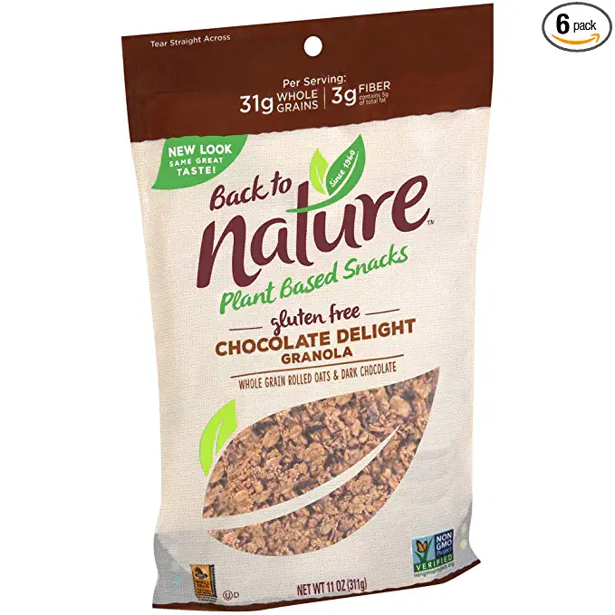  Back to Nature Gluten Free Granola, Non-GMO Chocolate Delight, 11 Ounce (Pack of 6) - 759283000756