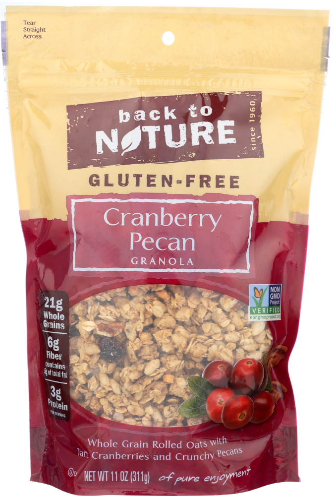Back To Nature Cranberry Pecan Granola - Whole Grain Rolled Oats With Tart Cranberries And Crunchy Pecans - Case Of 6 - 11 Oz. - 819898012039
