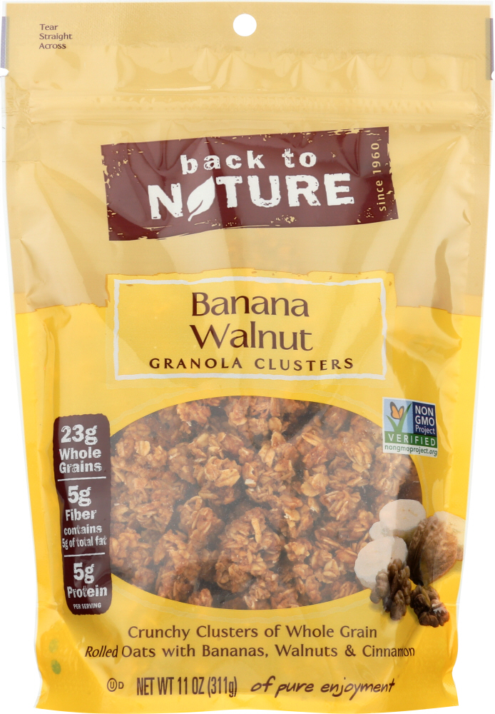BACK TO NATURE: Banana Walnut Granola Clusters, 11 oz - 0819898012145