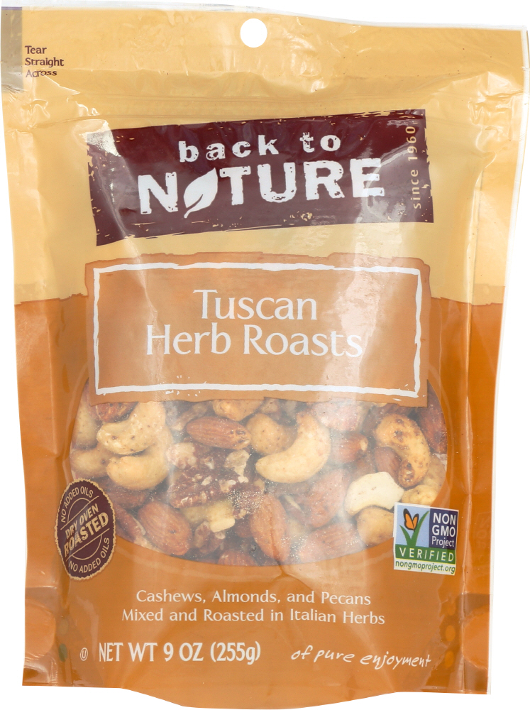 BACK TO NATURE: Tuscan Herb Roasts Nuts, 9 oz - 0819898013074