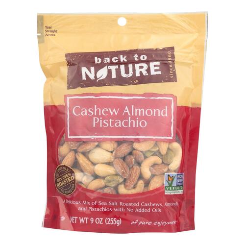 BACK TO NATURE: Cashew Almond Pistachio Mix, 9 oz - 0819898013142