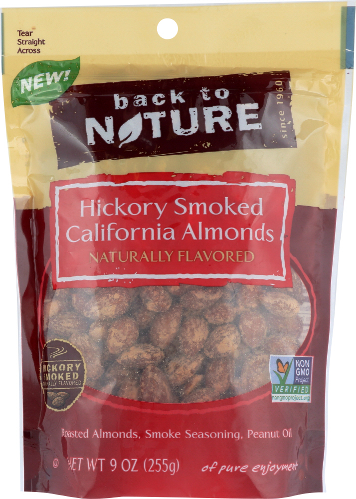 BACK TO NATURE: Hickory Smoked California Almonds, 9 oz - 0819898013180