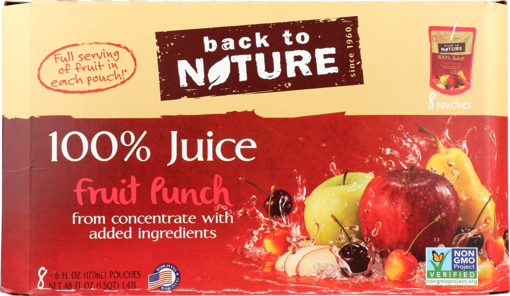BACK TO NATURE: Fruit Punch Juice All Natural 8 Pack, 48 oz - 0819898014026