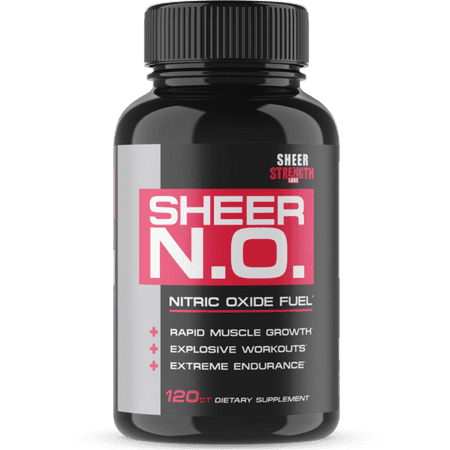 SHEER N.O. Nitric Oxide Supplement - Premium Muscle Building Nitric Oxide Booster with L Arginine - Sheer Strength Labs - 120ct - 820103175005