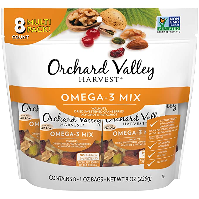 Orchard Valley Harvest, Omega-3 Mix Walnuts, Dried Sweetened Cranberries, Almonds & Pistachios - 824295136813