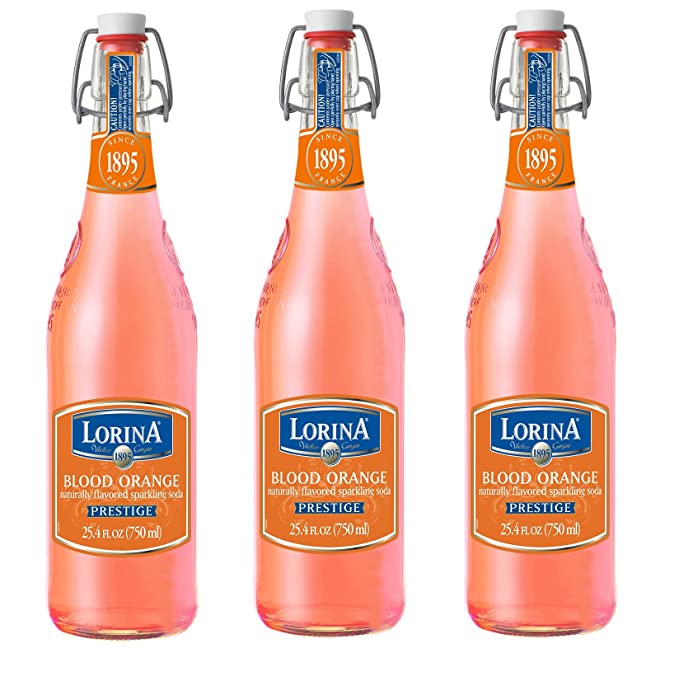  Lorina Sparkling Soda Water Blood Orange Flavor, Prestige Collection (25.4oz, 3-Pack) Naturally Flavored Carbonated Soda Water, Artisan Crafted, Gluten-Free Beverage - No Artificial Colors or Flavors  - 826636211708