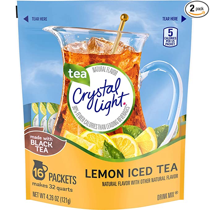 Crystal Light Natural Lemon Iced Tea 16 Pitcher Packs Makes 32 Quarts - 2 Pack - 827165673487