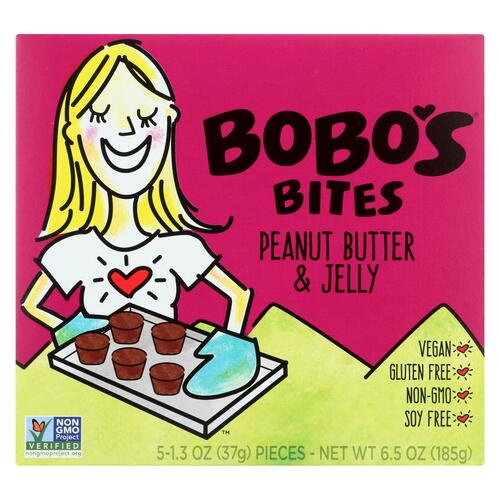 BOBOS OAT BARS: Bobo’s Bites Peanut Butter and Jelly 5 Bars, 6.5 oz - 0829262000357