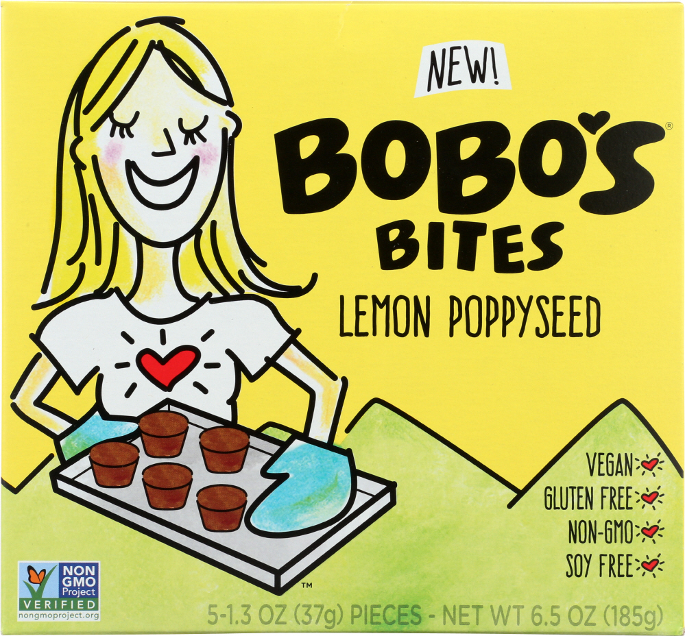 BOBOS OAT BARS: BITES LEMON POPPYSEED (6.500 OZ) - 0829262000692