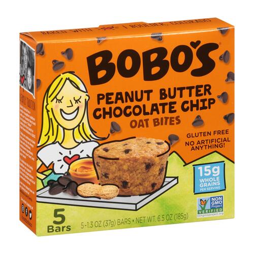 Bobo's Oat Bites, Peanut Butter Chocolate Chip, 1.3 Ounce (5 Count Box) - peanut