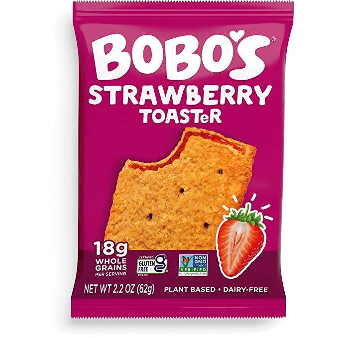 Bobo's TOASTeR Pastries, Strawberry, 2.2 oz Pastry (12 Pack), Gluten Free Whole Grain Breakfast Toaster Pastries - 829262003884