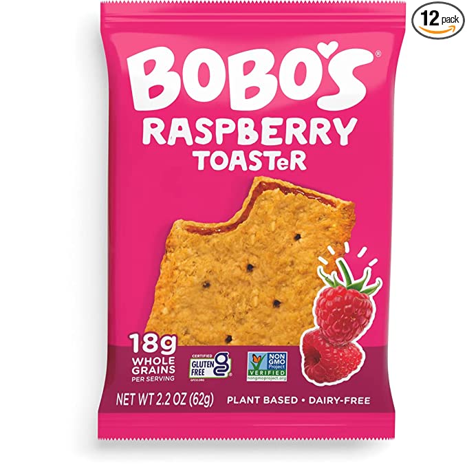 Bobo's TOASTeR Pastry, Raspberry, 2.5 oz Pastry (12 Pack), Gluten Free Whole Grain Breakfast Toaster Pastries - 829262003891