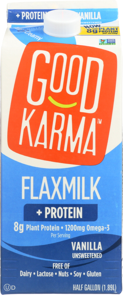 GOOD KARMA: Unsweetened Vanilla Flaxmilk + Protein, 64 fl oz - 0829462001215
