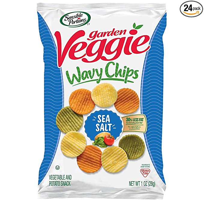  Sensible Portions Garden Veggie Chips, Sea Salt, Snack Size, 1 Oz (Pack of 24) - 030915261531