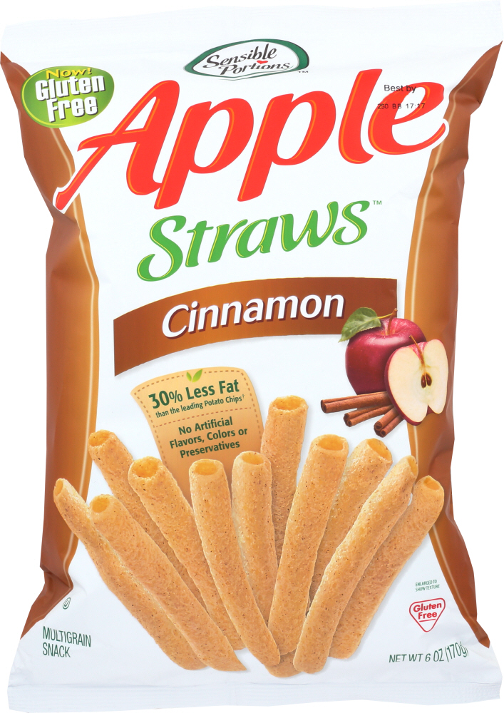 SENSIBLE PORTIONS: Straws Cinnamon Apple, 6 oz - 0829515302900