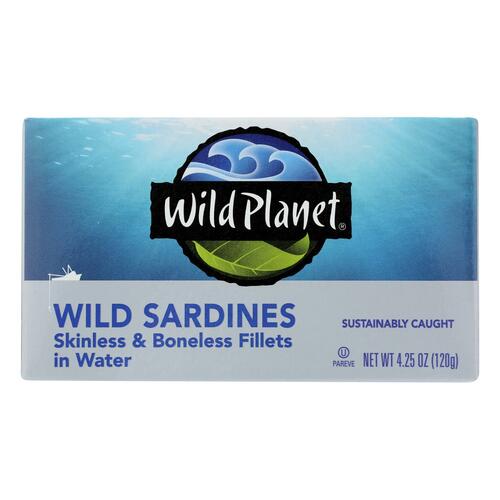 WILD PLANET: Sardines Boneless Skinless Water, 4.25 oz - 0829696001715