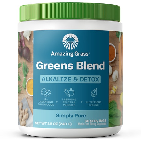 Amazing Grass Alkalize & Detox Green Superfood Powder Simply Pure 8.5 Oz - 829835003501