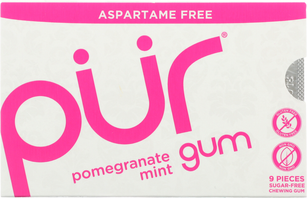 Pur Gum - Pomegranate Mint - Aspartame Free - 9 Pieces - 12.6 G - Case Of 12 - 830028000924