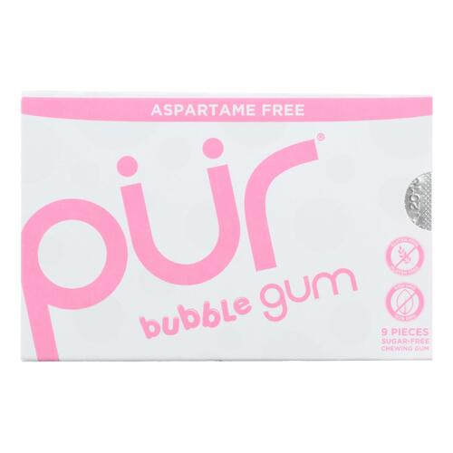 Pur Gum Bubble Gum - Sugar Free - Case Of 12 - 9 Count - bubble