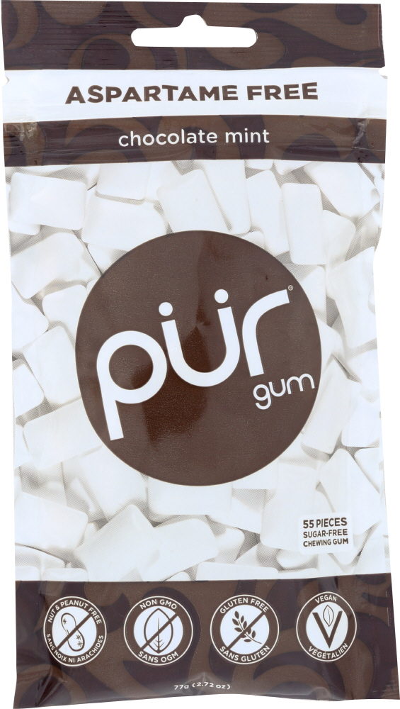 Pur Gum Sugar Free Gum - Chocolate Mint - Case Of 12 - 77 Gm - 830028001518