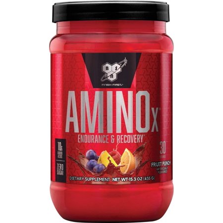 BSN Amino X Muscle Recovery & Endurance Powder with BCAAs, 10 Grams of Amino Acids, Keto Friendly, Caffeine Free, Flavor: Fruit Punch, 30 servings (Packaging may vary) (B0055BYEBU) - 834266010127