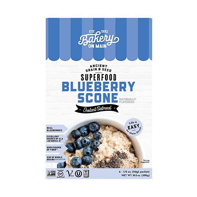  Bakery On Main, Gluten-Free Instant Oatmeal, Vegan & Non GMO - Blueberry Scone, 10.5oz (Pack of 1) 75876 6 Count - 835228007544